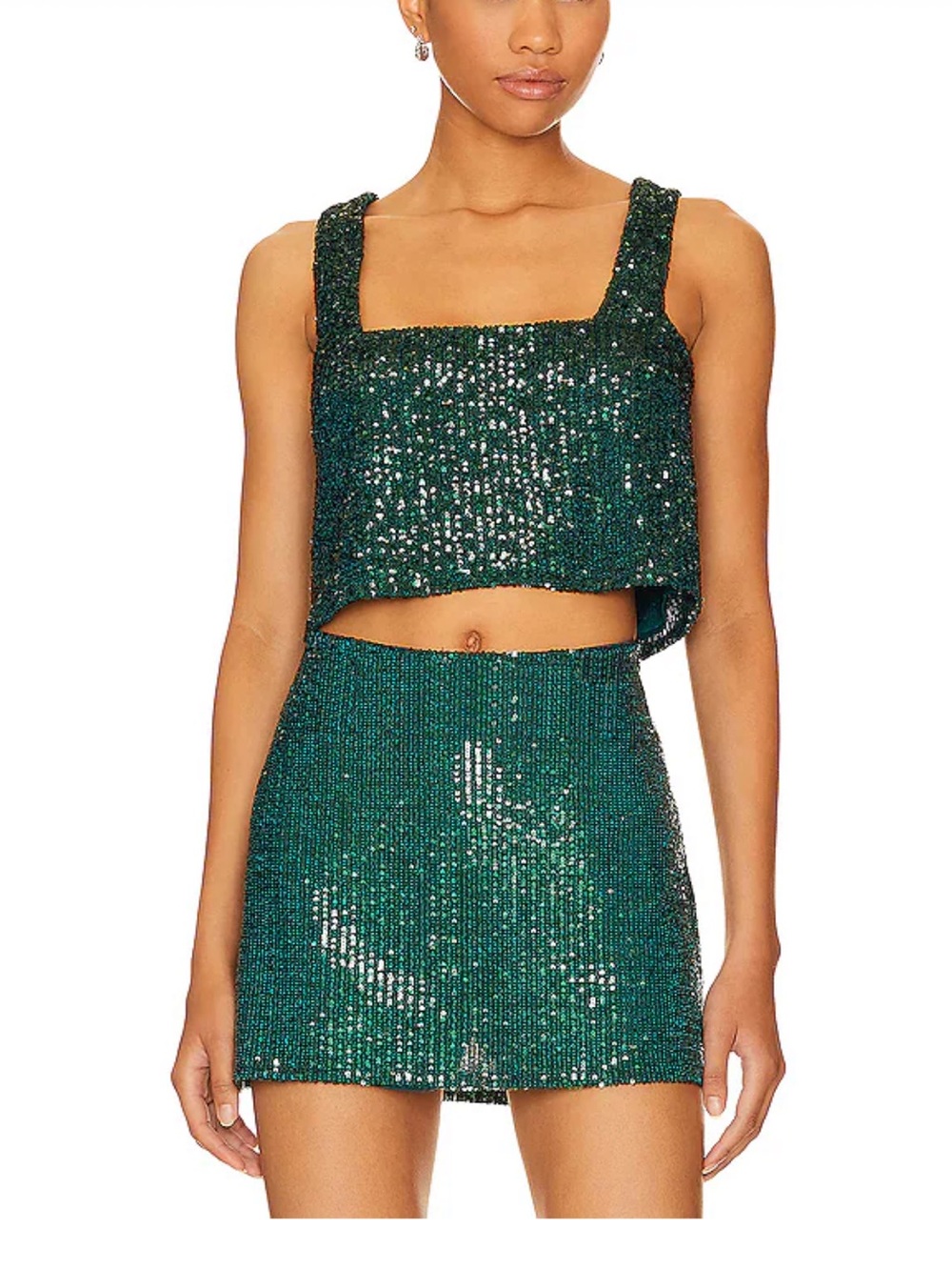 Show Me Your MuMu Emerald Green Sequin Mini Skirt